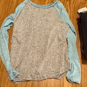 Blue and grey long sleeve shirt